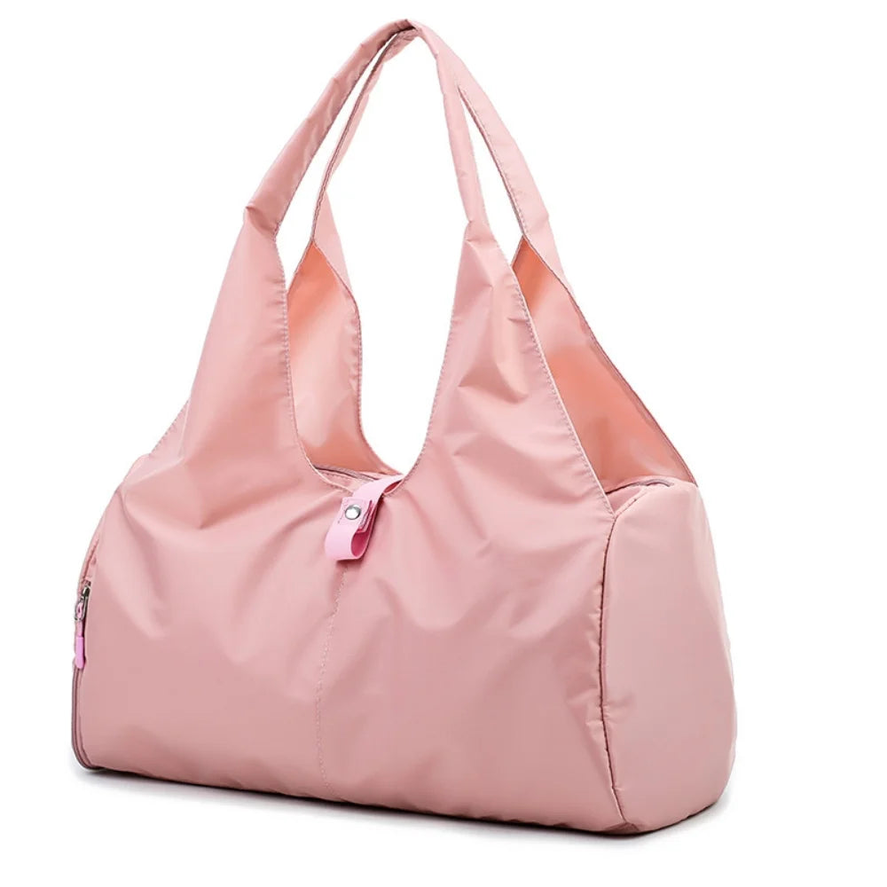 Yoga Bag Large Gym Bag for Women, Sports Bag with Shoe Compartment, Lightweight Waterproof Duffel Bag, Multi-Functional Travel Bag, Pink